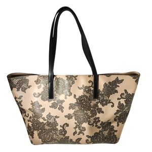 Michael Kors Black and Cream Floral Tote